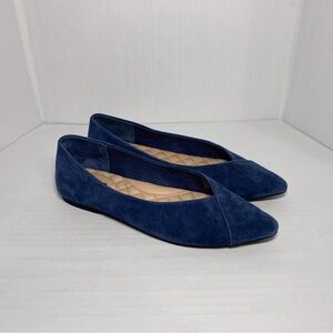 Birdies Goldfinch Pointed Toe Ballet Flat Suede Leather Indigo Blue Size 6.5